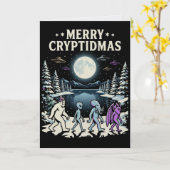 Carte Cryptide Noël Bigfoot Mothman Alien (Fleur jaune)