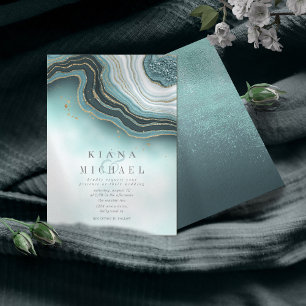 Carte Crystal Agate Mariage Turquoise ID825