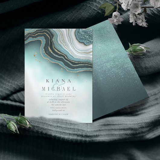 Carte Crystal Agate Mariage Turquoise ID825