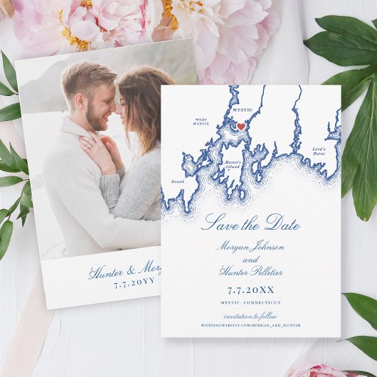 Carte CT mystique Élégant Mariage bleu marine