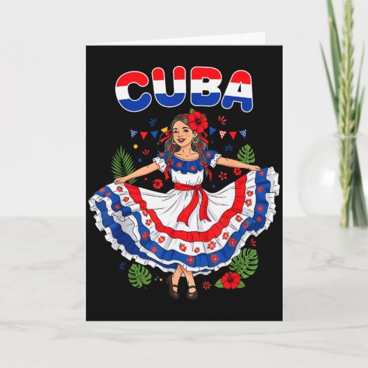 Carte Cuba Cuba Fille Robe Traditionnelle Fleurs Trocal  (Devant)