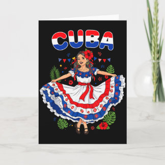 Carte Cuba Fille Cubaine Robe Traditionnelle Fleurs Troc