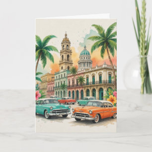 Carte Cuba Vintage Travel - Salutations de La Havane