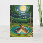 Carte Cuddling Canards Pond Art Amoureux Anniversaire (Devant)