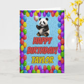Carte Cudly mignon Ours Panda Salutation Joyeux Annivers (Fleur jaune)