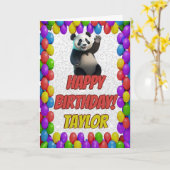 Carte Cudly mignon Ours Panda Salutation Joyeux Annivers (Fleur jaune)