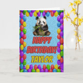 Carte Cudly mignon Ours Panda Salutation Joyeux Annivers (Fleur jaune)