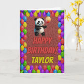 Carte Cudly mignon Ours Panda Salutation Joyeux Annivers (Fleur jaune)