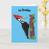 Carte Cue drôle Pileated woodpecker dessin d'illustratio (Fleur jaune)