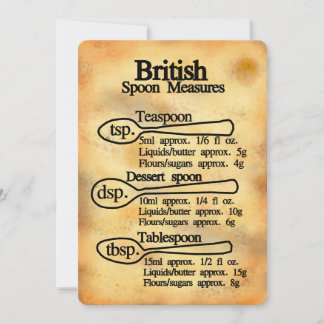 Carte Cuillère à soupe conversion cuisson mesures britan