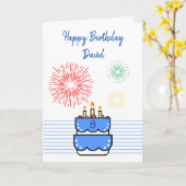 Carte Cuisine Fireworks et Cake Blue Boy 8e anniversaire (Fleur jaune)