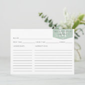 Carte Cuisine Monogramme Script Turquoise Floral Foliage (Debout devant)