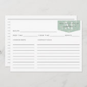 Carte Cuisine Monogramme Script Turquoise Floral Foliage (Devant / Derrière)