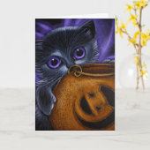 CARTE CUISINE NOIRE FAIRY CHAT HALLOWEEN CITROUILLE (Fleur jaune)