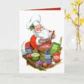 Carte cuisine vintage rétro Père Noël Noël (Fleur jaune)