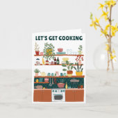 Carte CUISINEZ AVEC AMOUR Illustration de cuisine mignon (Fleur jaune)