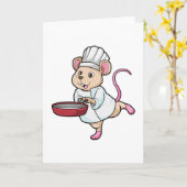 Carte Cuisinier rat avec poêle et toque de cuisine (Fleur jaune)