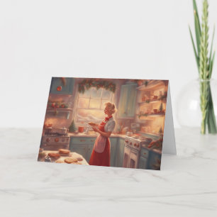 Carte Cuisson de Noël vintage dans une cuisine cosy