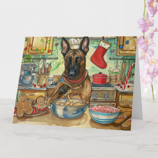 Carte Cuisson festive de Noël du Malinois belge : (Orchidée)