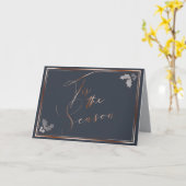 Carte Cuivre Dusty Blue C'est la calligraphie de saison (Fleur jaune)