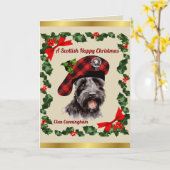 Carte Cunningham Scottie Chien Noël Personnalisé (Fleur jaune)