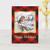 Carte Cunningham Tartan w/Robin Personalized Xmas (Fleur jaune)