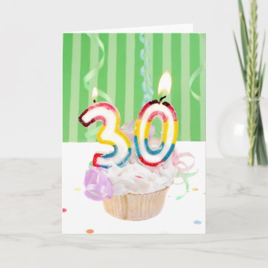 Carte cupcake à 30 ans avec bougies (Devant)