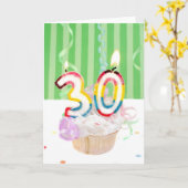 Carte cupcake à 30 ans avec bougies (Fleur jaune)