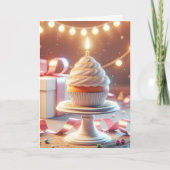 Carte Cupcake Anniversaire Avec Bougie (Devant)