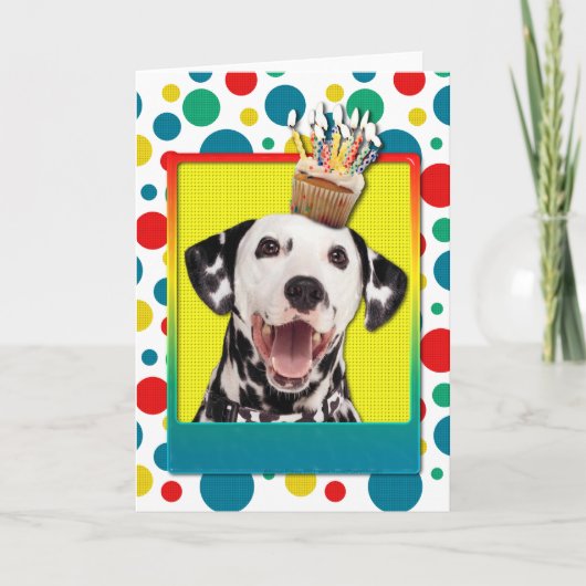 Carte Cupcake anniversaire - Dalmatie (Devant)