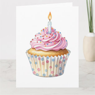 Carte Cupcake Anniversaire (en blanc)
