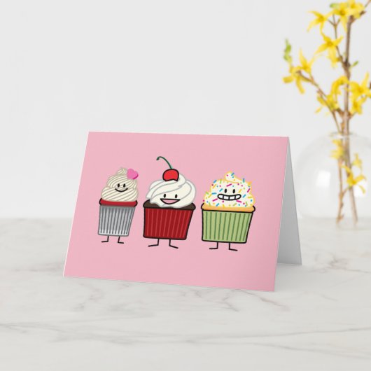 Carte Cupcake Anniversaire famille cupcakes gâteaux gâte (Fleur jaune)