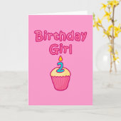 Carte Cupcake Anniversaire Fille 2 (Fleur jaune)