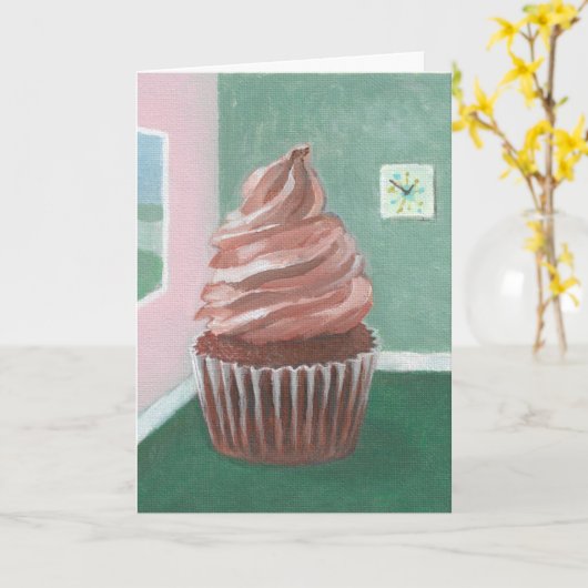 Carte Cupcake au chocolat (Fleur jaune)