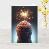 Carte Cupcake au chocolat d'anniversaire (Fleur jaune)