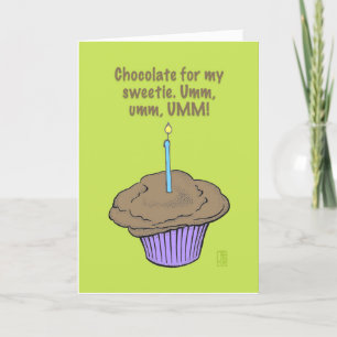 Carte Cupcake avec bougie "Umm, umm, UMM !" Anniversaire