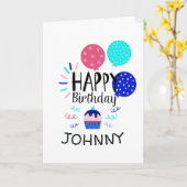 Carte Cupcake & Balloons Joyeux texte d'anniversaire - (Fleur jaune)