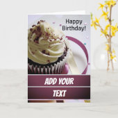 Carte Cupcake Birthday Card / Ajouter Votre Texte / Modè (Fleur jaune)