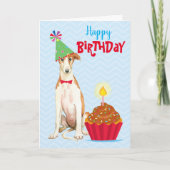 Carte Cupcake Borzoi anniversaire (Devant)