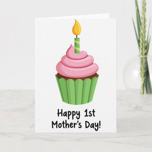 Carte Cupcake Bougie Rayée (Devant)