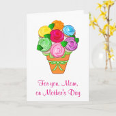 Carte Cupcake Bouquet : Bonne fête des mères ! (Fleur jaune)