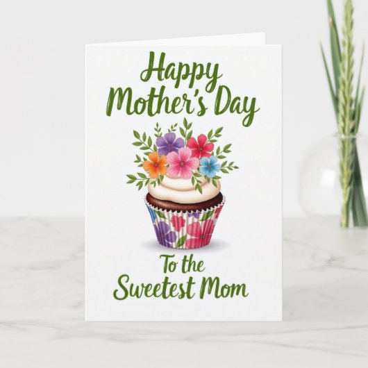 Carte Cupcake Bouquet pour la Maman la Plus Douce (Devant)