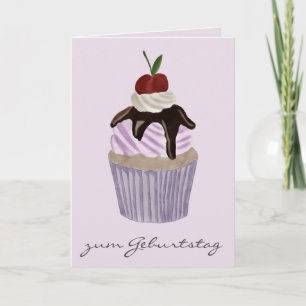 Carte Cupcake cerise d'anniversaire allemand