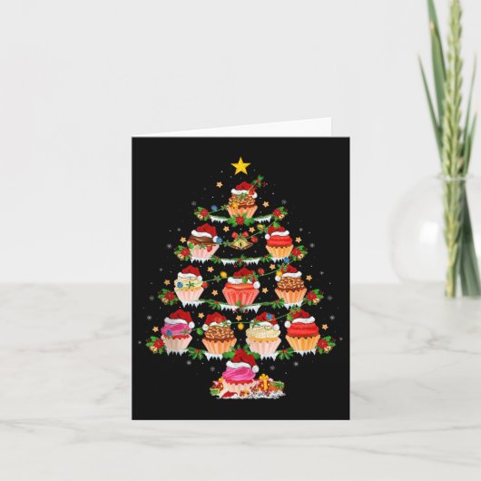 Carte Cupcake Christmas Tree Lights Funny Fast Food Cupc (Devant)