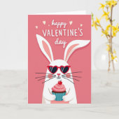 Carte Cupcake Cœur de Lapin de la Saint-Valentin (Fleur jaune)