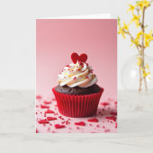Carte Cupcake Cœur Doux (Fleur jaune)