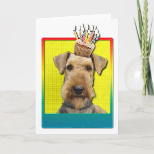 Carte Cupcake d'anniversaire - Airedale (Devant)
