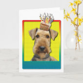 Carte Cupcake d'anniversaire - Airedale (Fleur jaune)