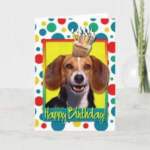 Carte Cupcake d'anniversaire - Beagle