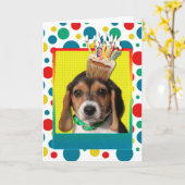 Carte Cupcake d'anniversaire - Chiot Beagle - Chloe (Fleur jaune)